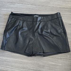 Express Women's High Waist Black Faux Leather Shorts